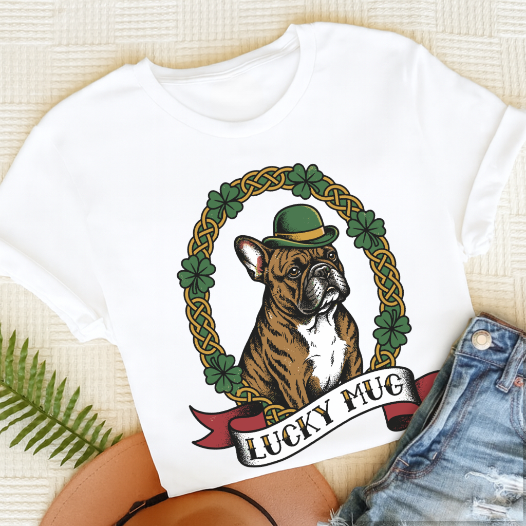 Personalized Frenchie Lucky St Paticks Unisex TShirt White