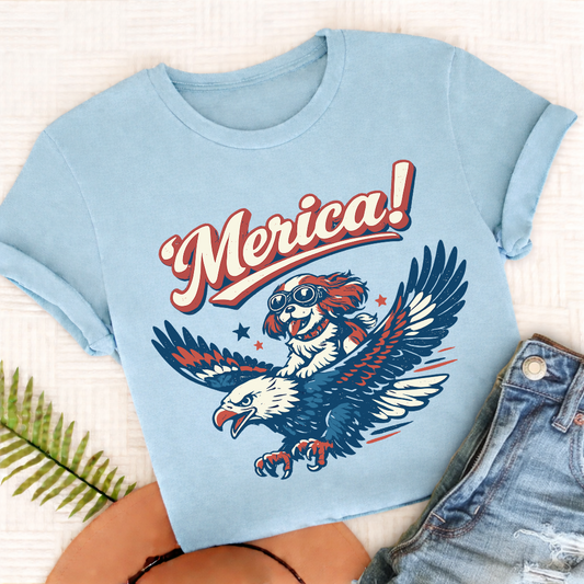 Custom Cavalier America Birthday Unisex TShirt Comfort Colors Chambray
