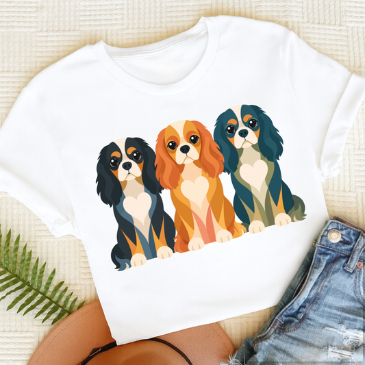 Cavalier Geometric Heart Unisex TShirt White