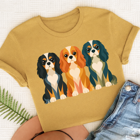 Cavalier Geometric Heart Unisex TShirt Comfort Colors Mustard