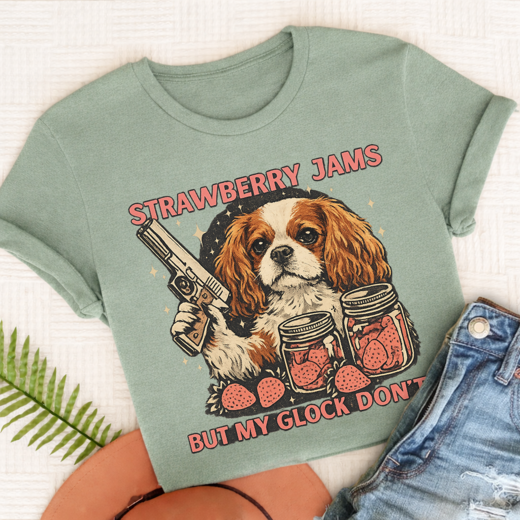 Personalized Cavalier Strawberry Jams Unisex TShirt Comfort Colors Bay
