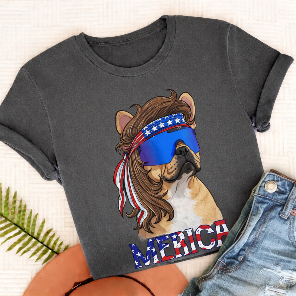 Personalized Frenchie Funny Merica Unisex Tshirt Comfort Colors Pepper