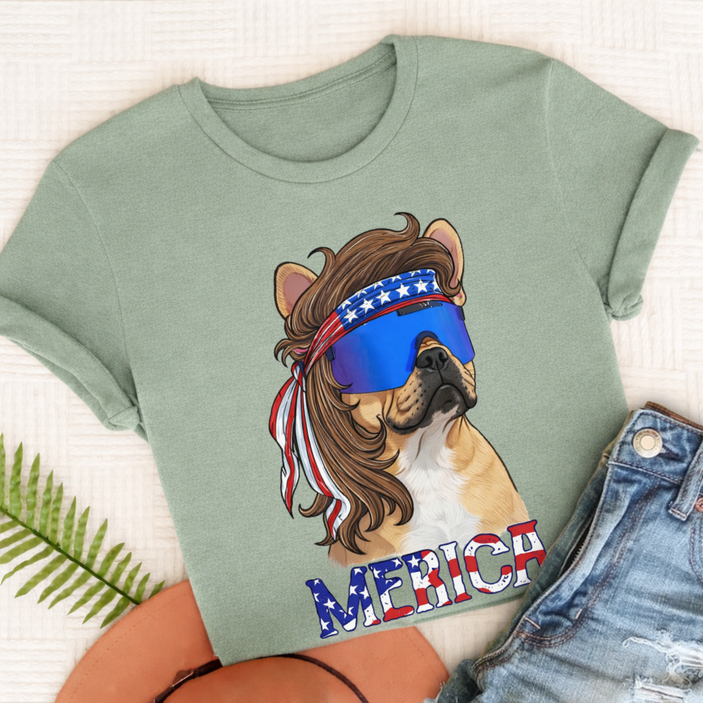 Personalized Frenchie Funny Merica Unisex Tshirt Comfort Colors Bay