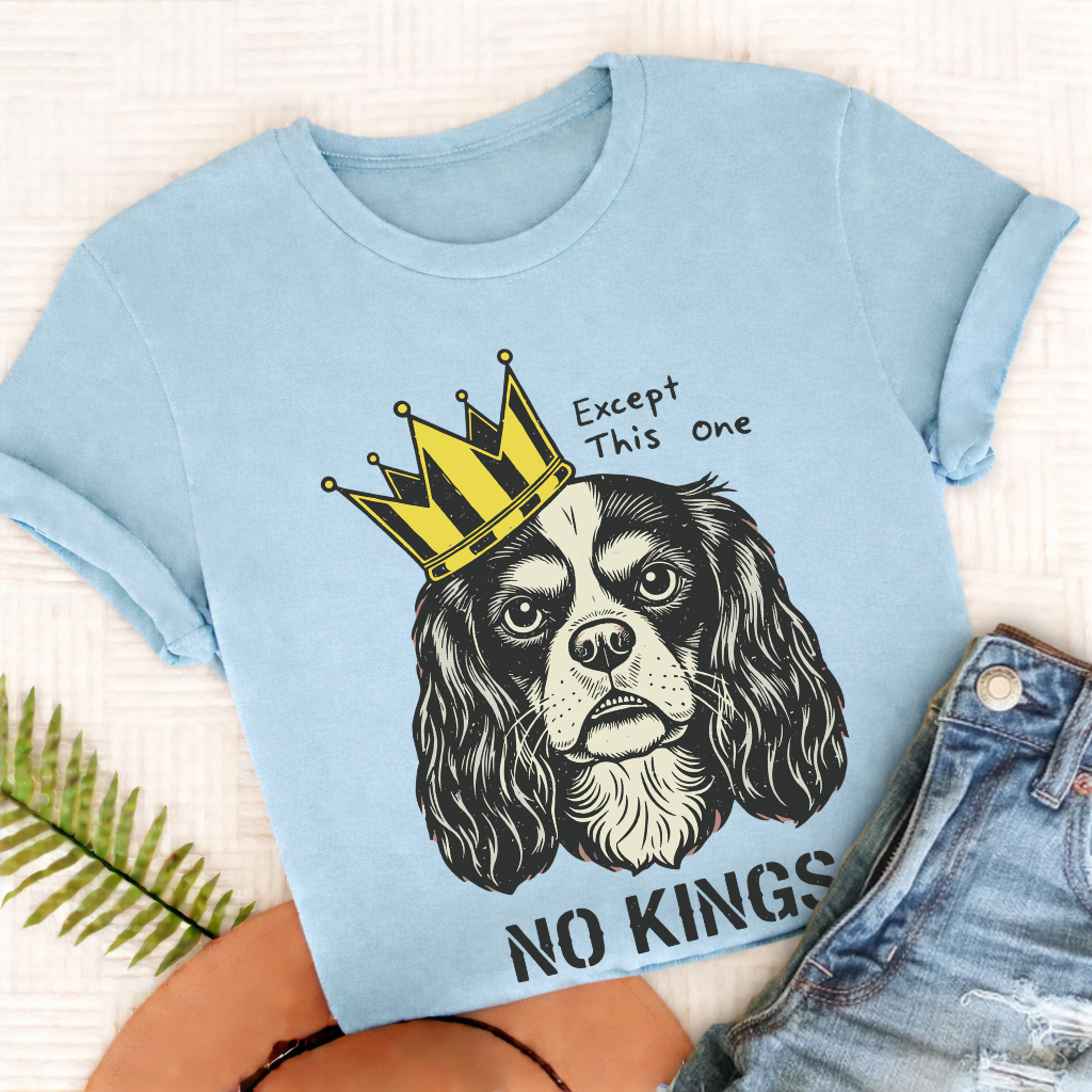 Personalized Cavalier No Kings Protest Unisex TShirt Comfort Colors Chambray