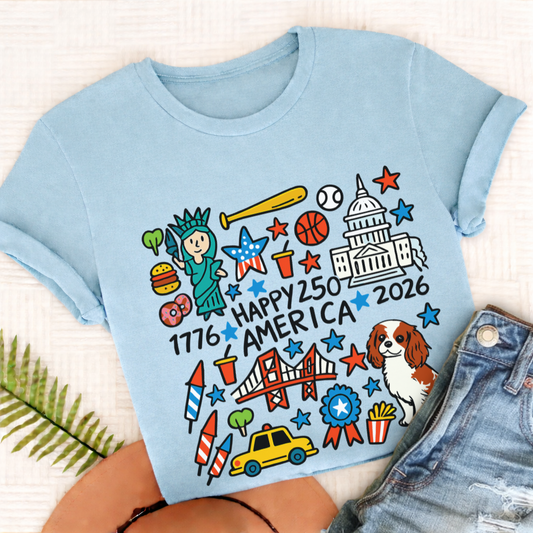 Personalized Cavalier America 250th Birthday Unisex TShirt Comfort Colors Chambray