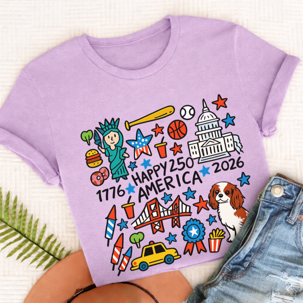 Personalized Cavalier America 250th Birthday Unisex TShirt Comfort Colors Orchid