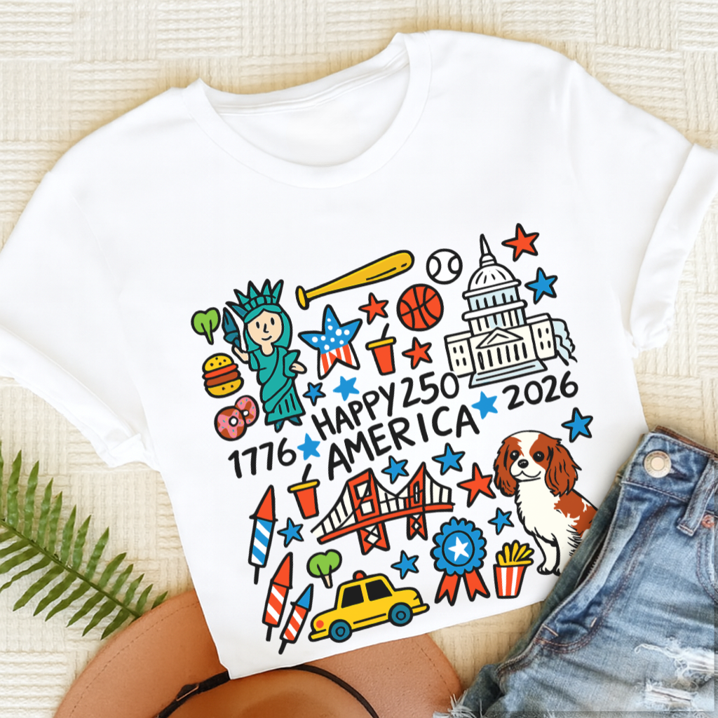 Personalized Cavalier America 250th Birthday Unisex TShirt White