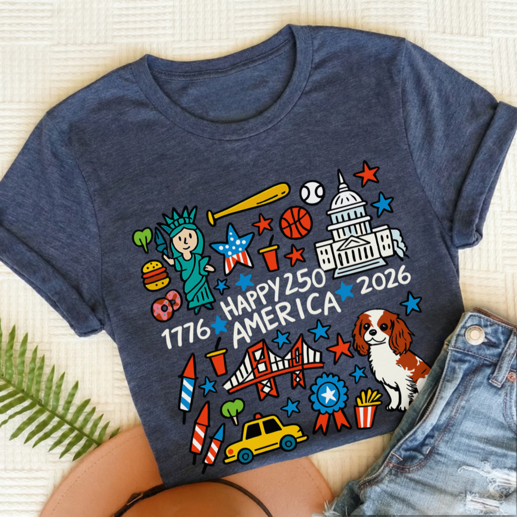 Personalized Cavalier America 250th Birthday Unisex TShirt Heather Navy