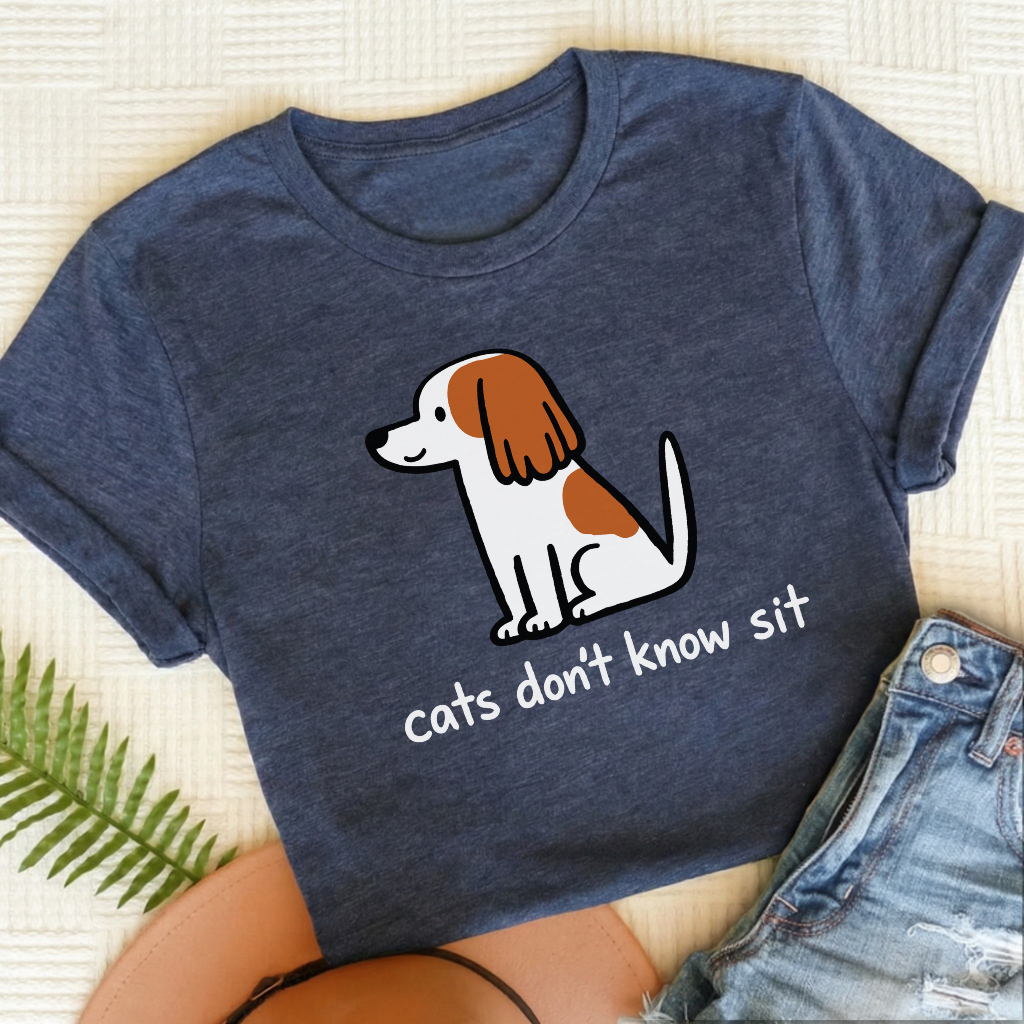 Personalized Cavalier Funny Cats Don't Know Unisex TShirt Heather Navy