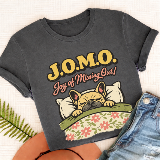 Personalized Frenchie JOMO Unisex TShirt Comfort Colors Pepper