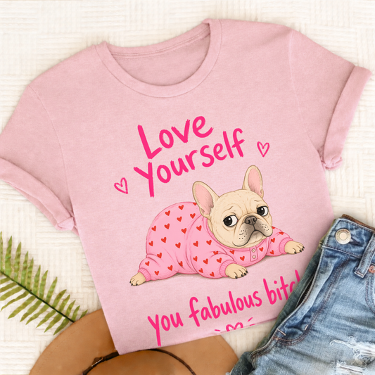 Personalized Frenchie Love Yourself Unisex TShirt Comfort Colors Blossom