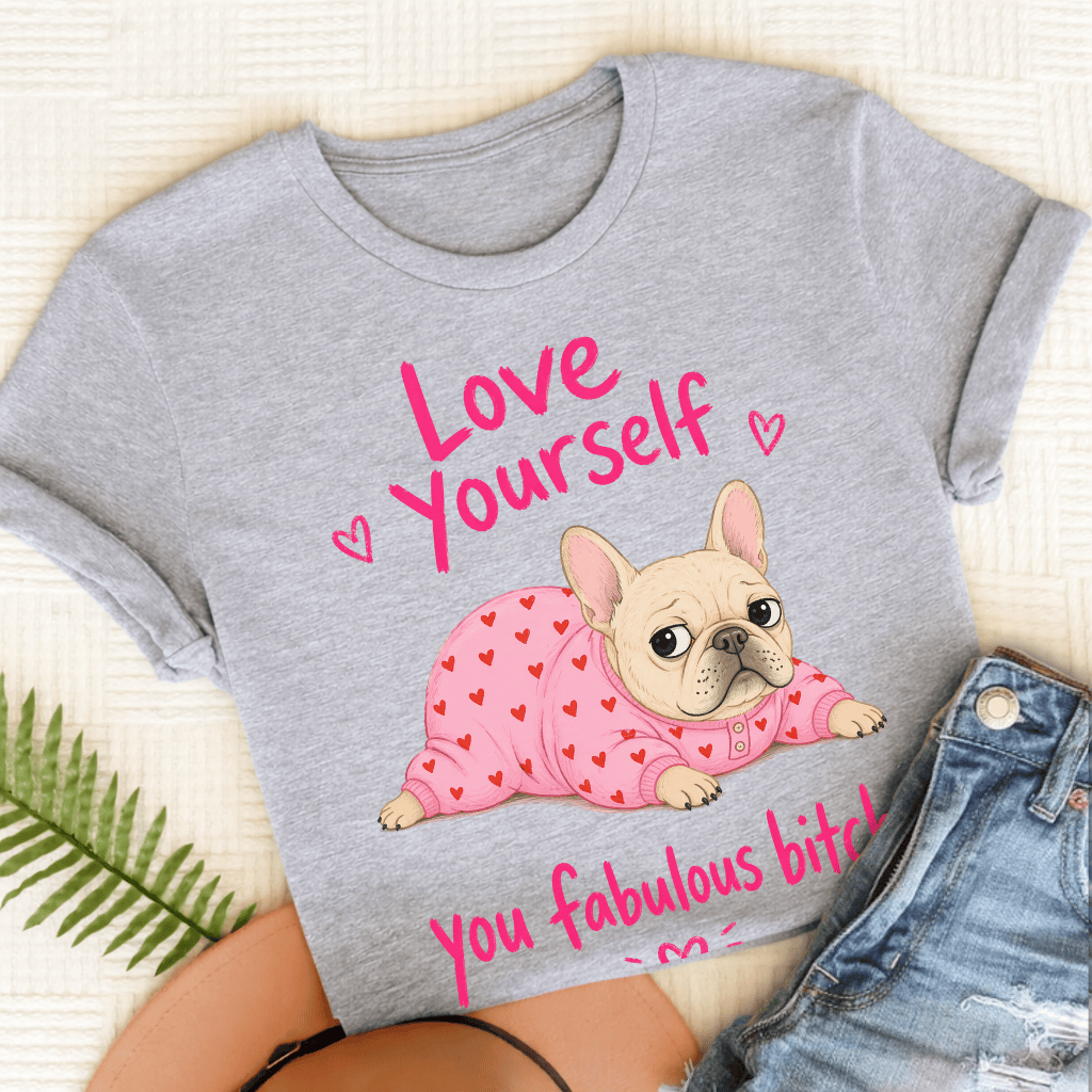 Personalized Frenchie Love Yourself Unisex TShirt Sport Grey