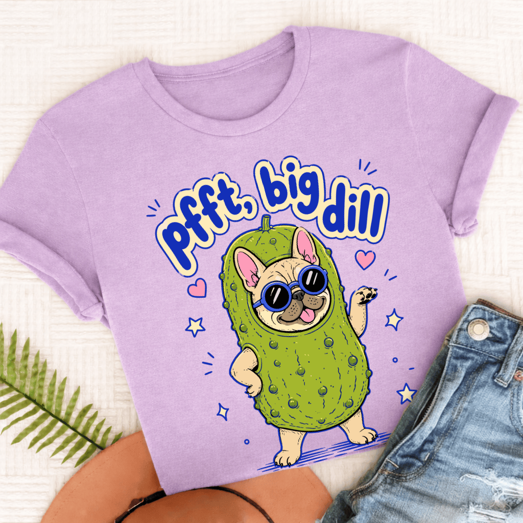 Personalized Frenchie Big Dill Unisex TShirt Comfort Colors Orchid