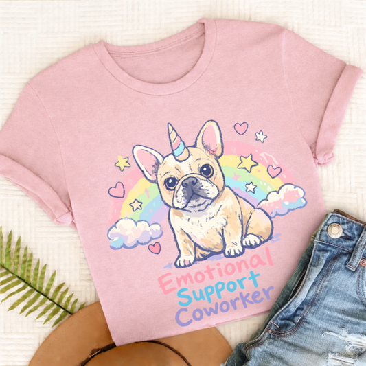 Personalized Frenchie Emotional Coworker Unisex TShirt Comfort Colors Blossom