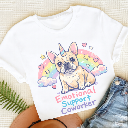 Personalized Frenchie Emotional Coworker Unisex TShirt White