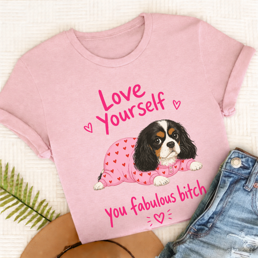 Personalized Cavalier Love Yourself Unisex TShirt Comfort Colors Blossom