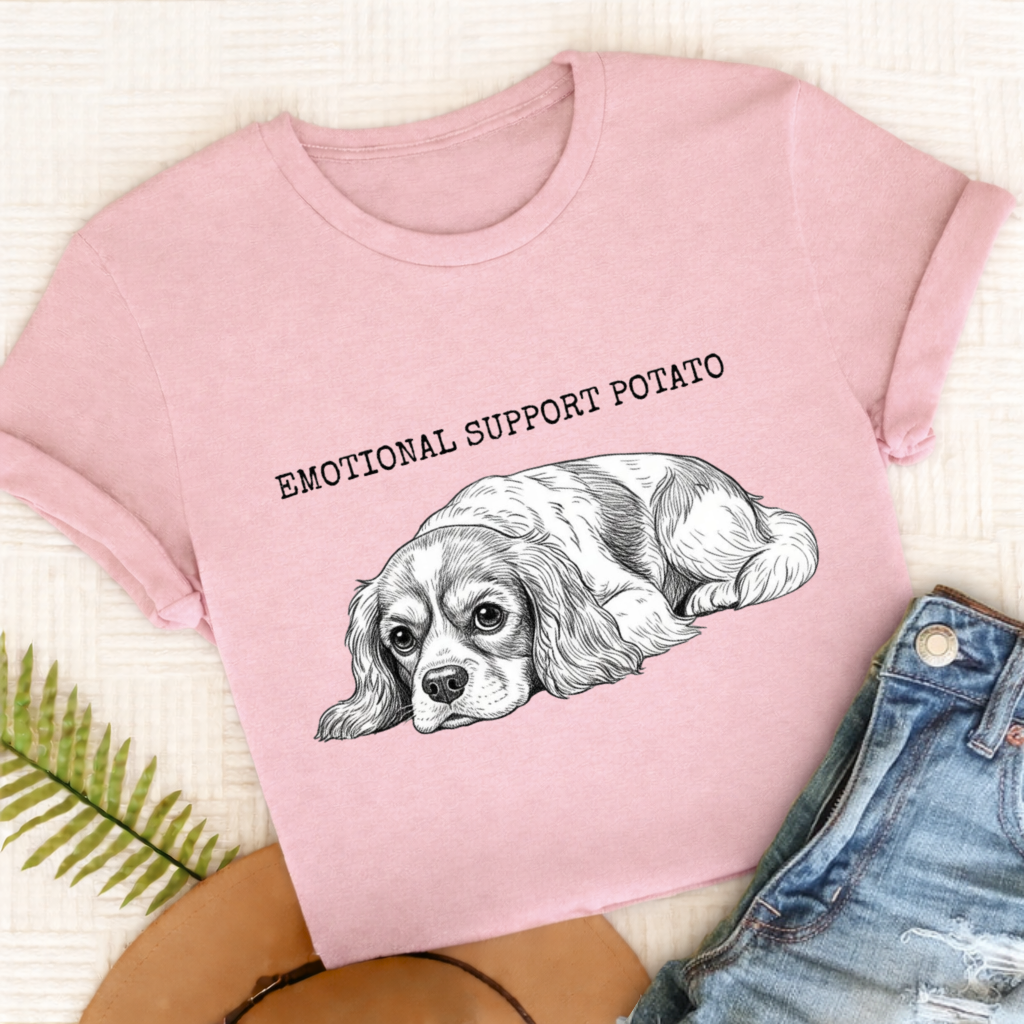 Cavalier Emotional Support Potato Tshirt Comfort Colors Blossom