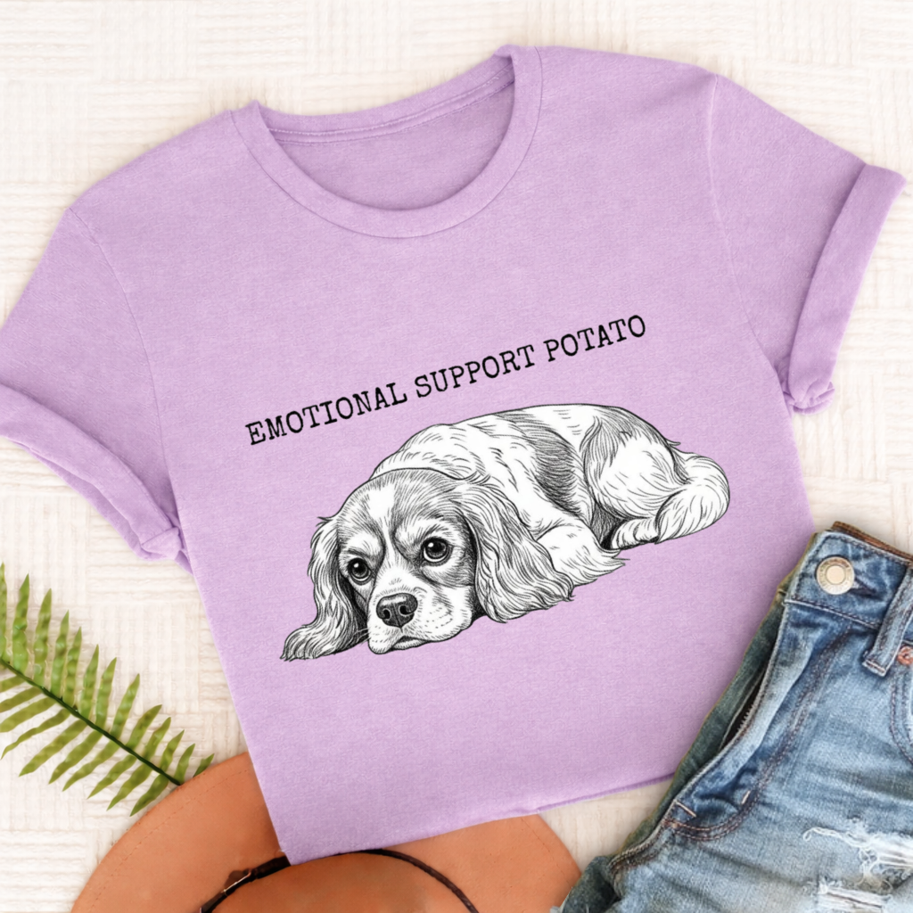 Cavalier Emotional Support Potato Tshirt Comfort Colors Orchid