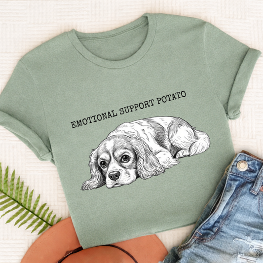 Cavalier Emotional Support Potato Tshirt Comfort Colors Bay