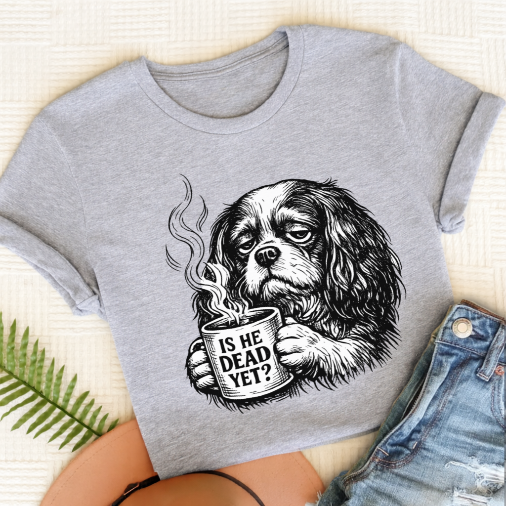 Cavalier King Charles Dead Yet Funny TShirt Sport Grey