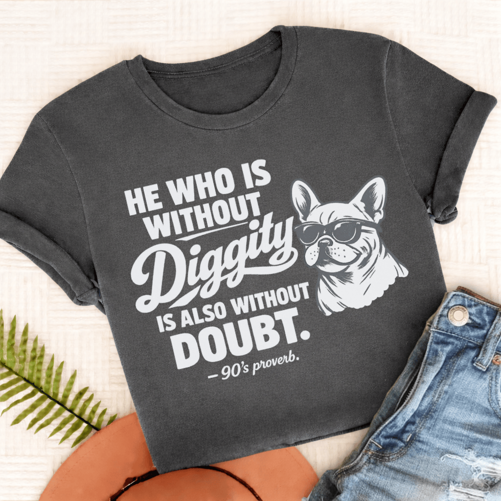 French Bulldog No Diggity Unisex TShirt Comfort Colors Pepper