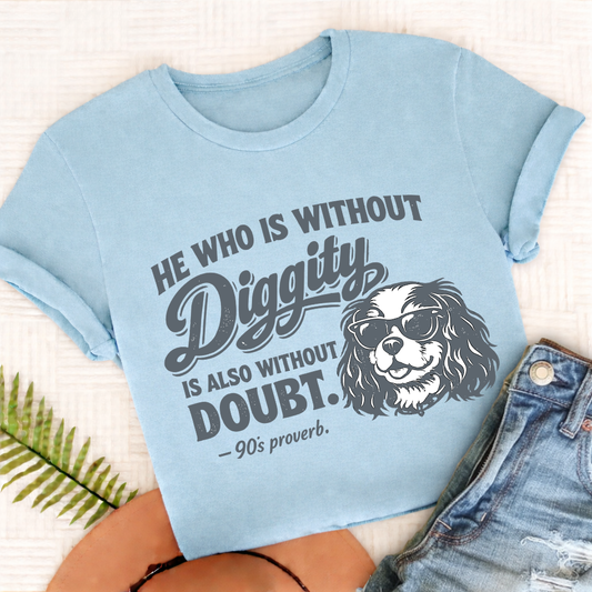 Cavalier King Charles No Diggity Unisex TShirt Comfort Colors Chambray