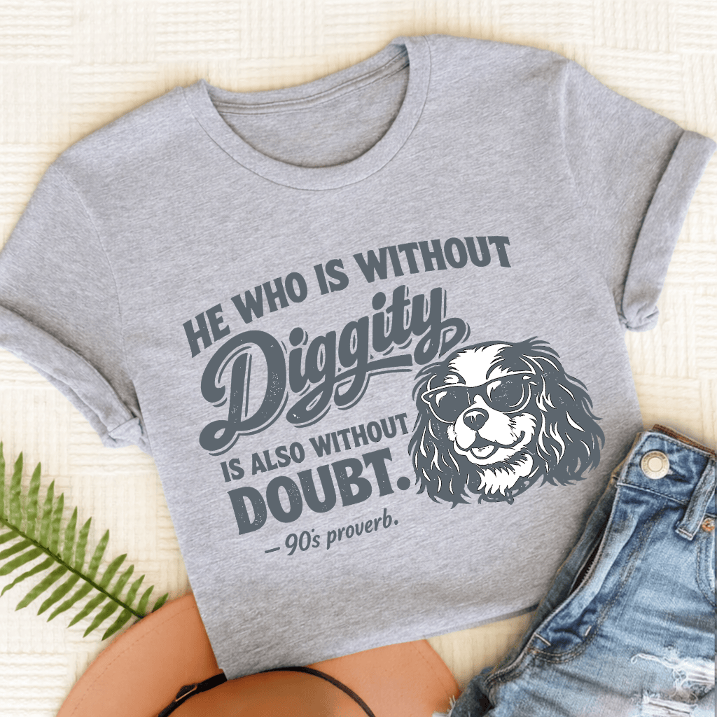 Cavalier King Charles No Diggity Unisex TShirt Sport Grey