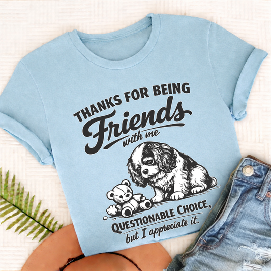 Cavalier Thanks Friends Unisex TShirt Comfort Colors Chambray