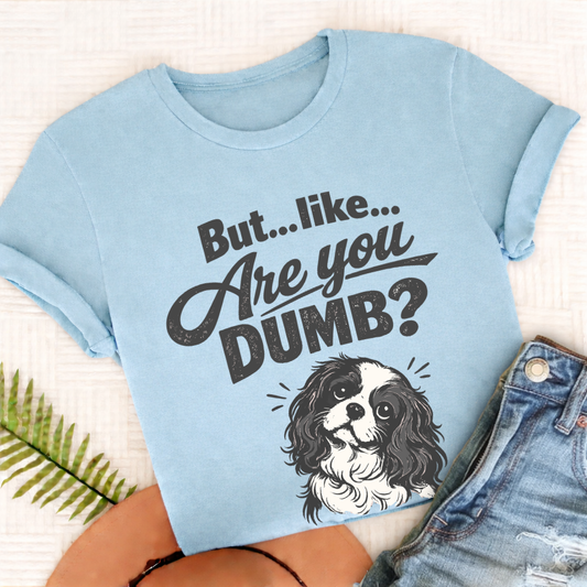 Cavalier King Charles Are You Dumb Unisex TShirt Comfort Colors Chambray