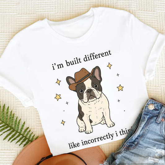 French Bulldog Built Different Unisex TShirt White
