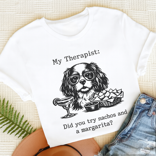 Cavalier Therapist Nachos Unisex TShirt White