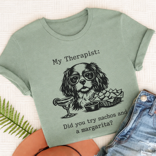 Cavalier Therapist Nachos Unisex TShirt Comfort Colors Bay