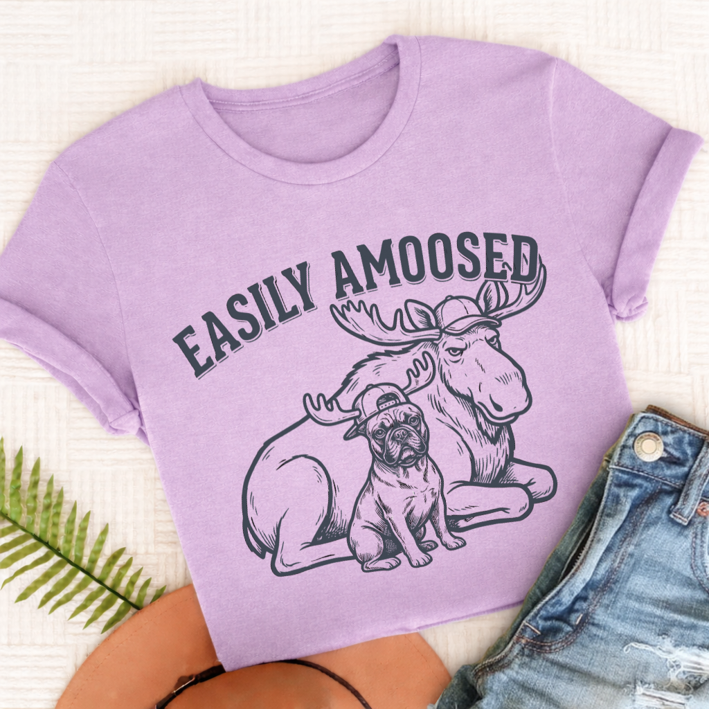 Frenchie Canada Moose Unisex TShirt Comfort Colors Orchid