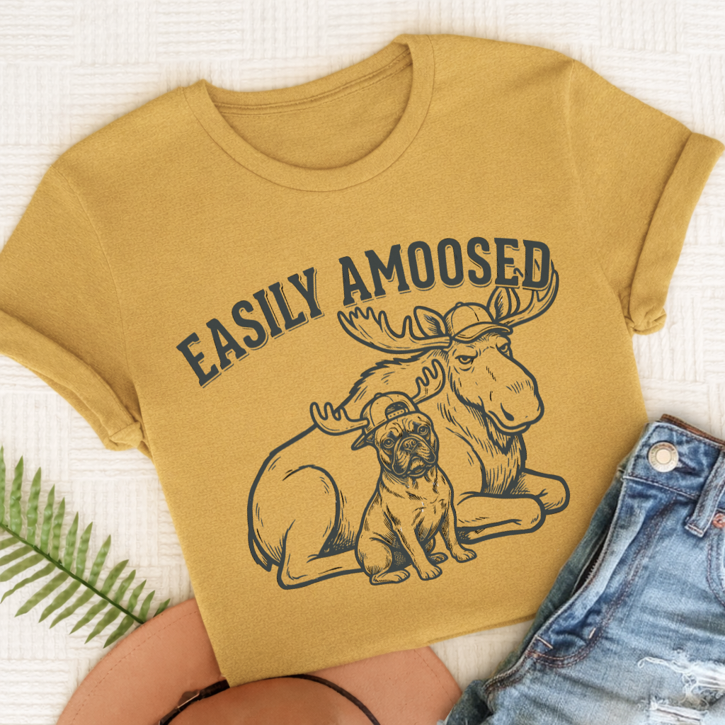 Frenchie Canada Moose Unisex TShirt Comfort Colors Mustard