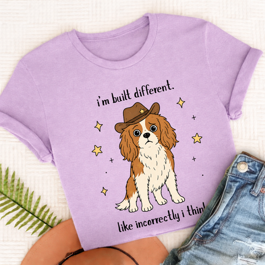 Cavalier King Charles Built Different Unisex TShirt Comfort Colors Orchid