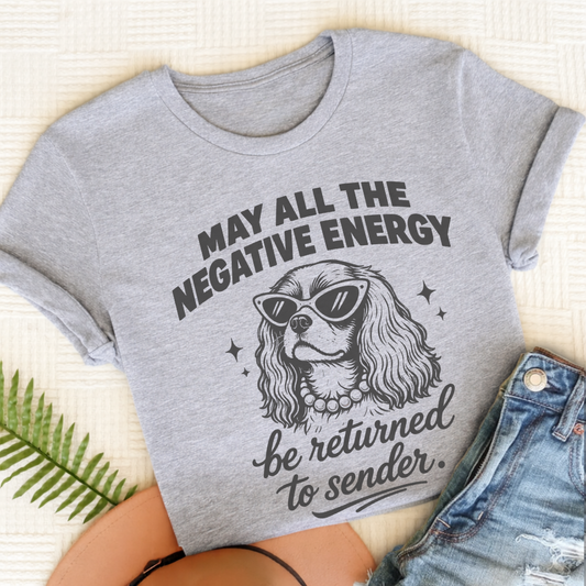 Cavalier King Charles Negative Energry Unisex TShirt Sport Grey