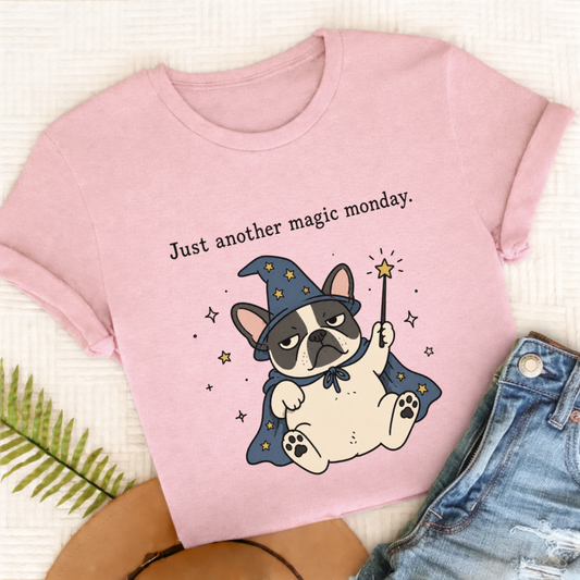 French Bulldog Magic Monday Unisex TShirt Comfort Colors Blossom