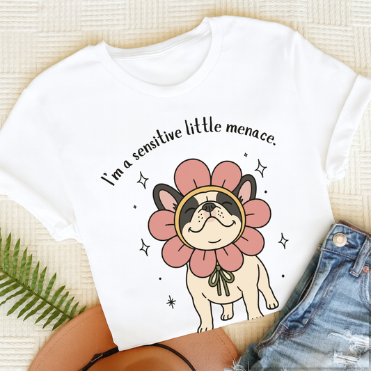 Custom French Bulldog Little Menace Unisex TShirt White
