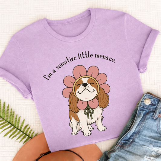 Cavalier King Charles Little Menace Unisex TShirt Comfort Colors Orchid