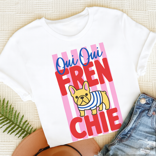 Custom French Bulldog Oui Oui Unisex TShirt White