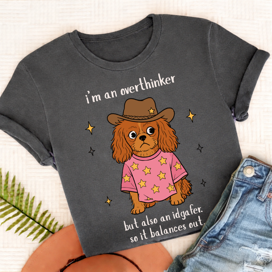Custom Cavalier King Charles Overthinker Unisex TShirt Comfort Colors Pepper
