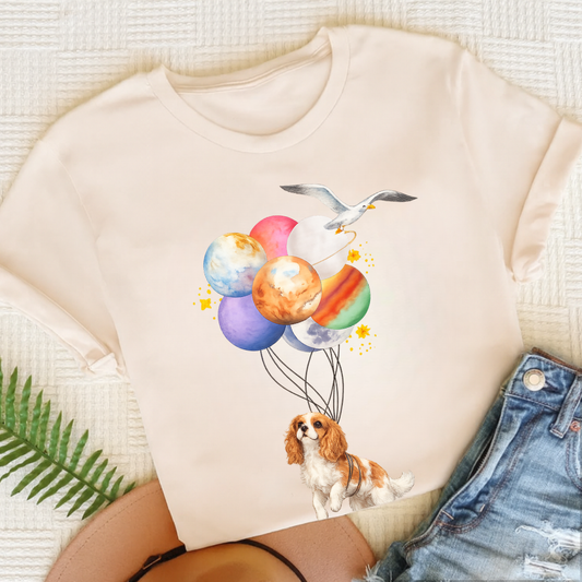 Custom Cavalier Planet Balloons Unisex TShirt Natural