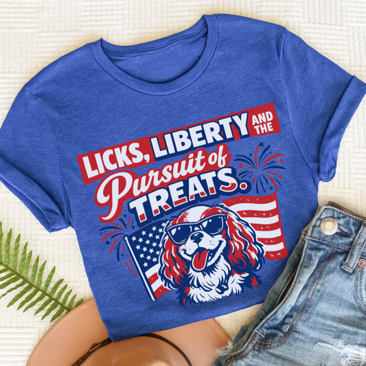 Cavalier King Charles Licks and Liberty Unisex TShirt Heather Royal