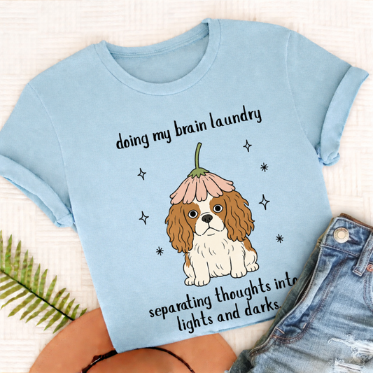 Cavalier King Charles Brain Laundry Unisex TShirt Comfort Colors Chambray