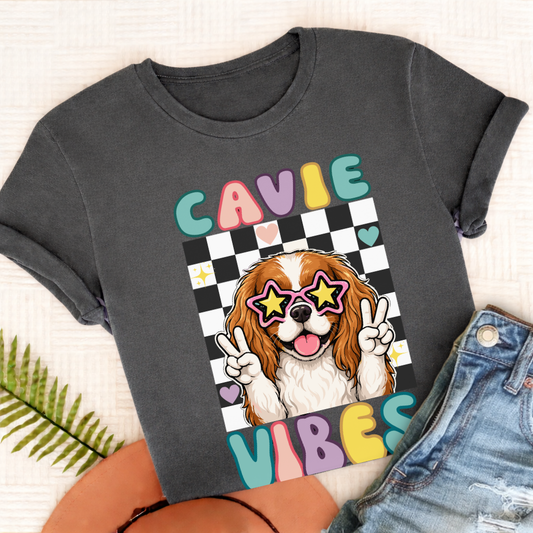 Cavalier King Charles Vibes Unisex TShirt Comfort Colors Pepper