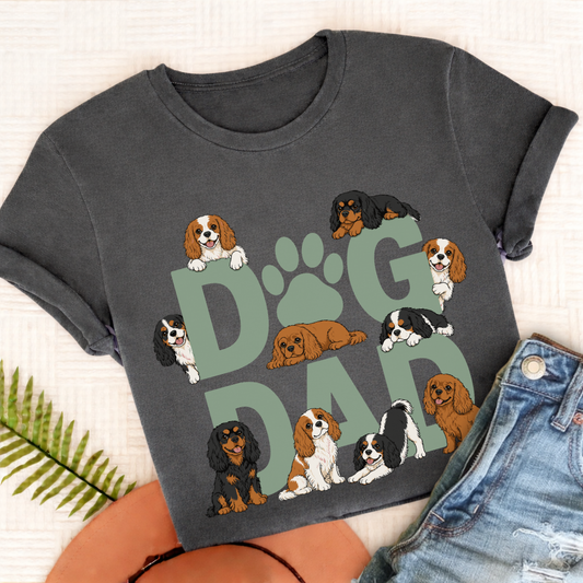 Cavalier King Charles Dog Dad Unisex TShirt Comfort Colors Pepper