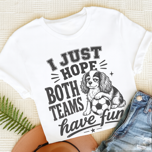 Cavalier King Charles Funny Soccer Both Teams Unisex TShirt White