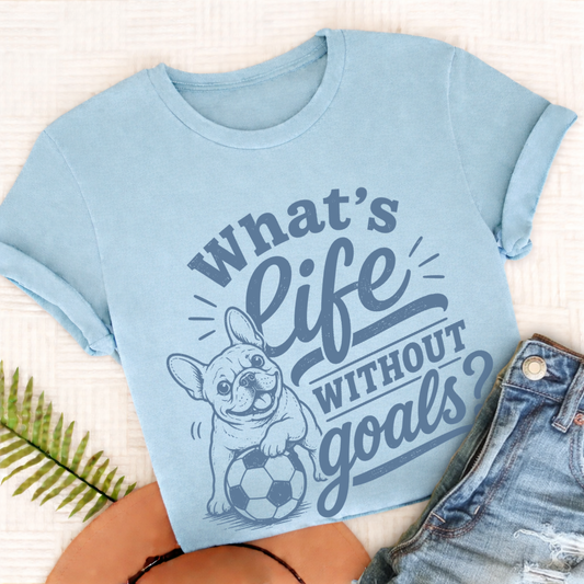 French Bulldog Life Goals Keeper Unisex TShirt Chambray