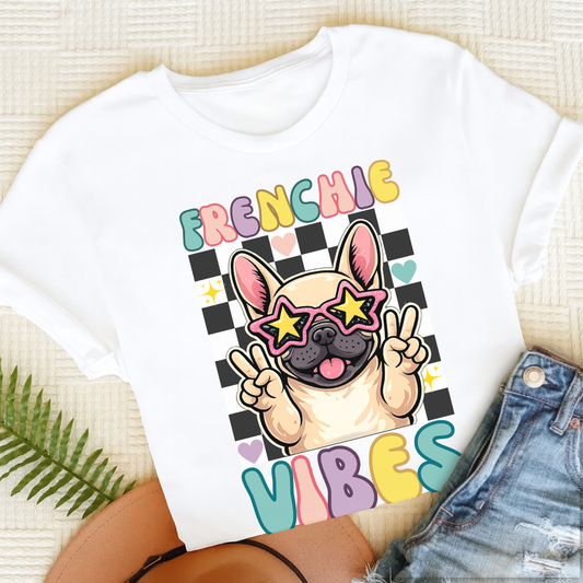French Bulldog Retro Vibes Unisex TShirt White