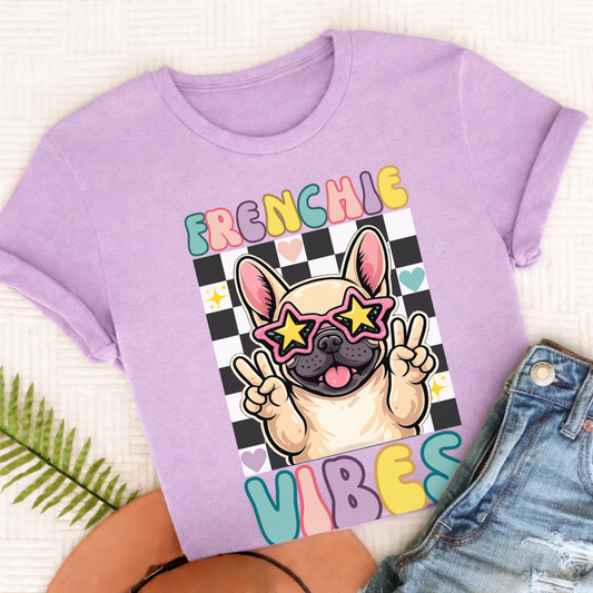 French Bulldog Retro Vibes Unisex TShirt Orchid